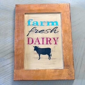 Wooden Farm Fresh Dairy Cow Sign 16x12